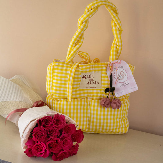 MOM'S PUFFY BAG & FLOWERS