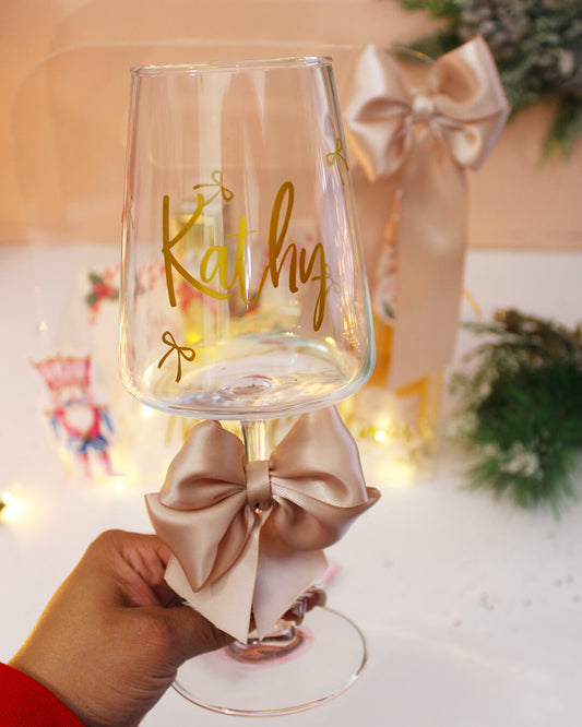 PINK CHRISTMAS GIFT BOX - LUXURY GIFT SET FOR HER | PERSONALIZED WINE GLASS